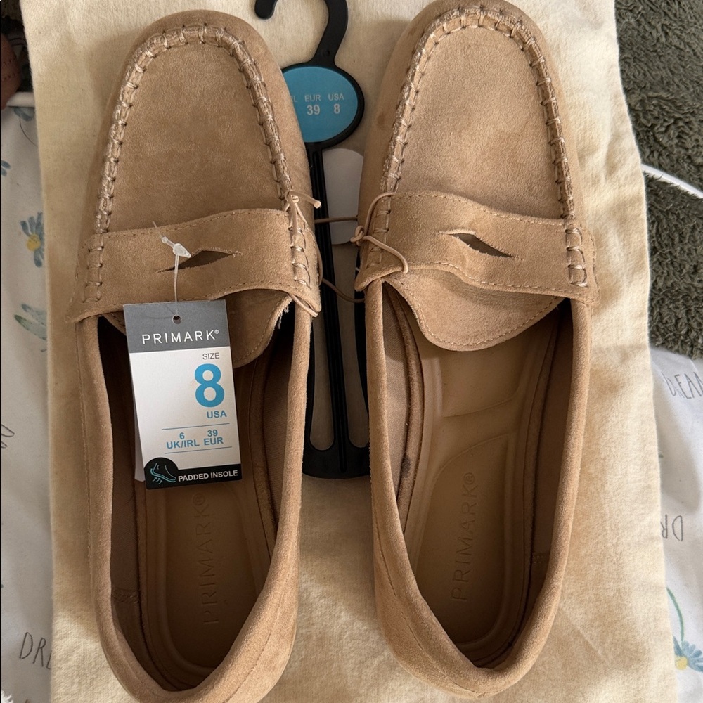 NWT Primark Women’s Tan Suede Loafers - Size 8